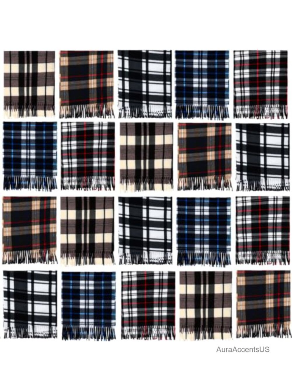 120 Pack Fleece Plaid Scarves for Winter Cold Weather Neck Warmers
